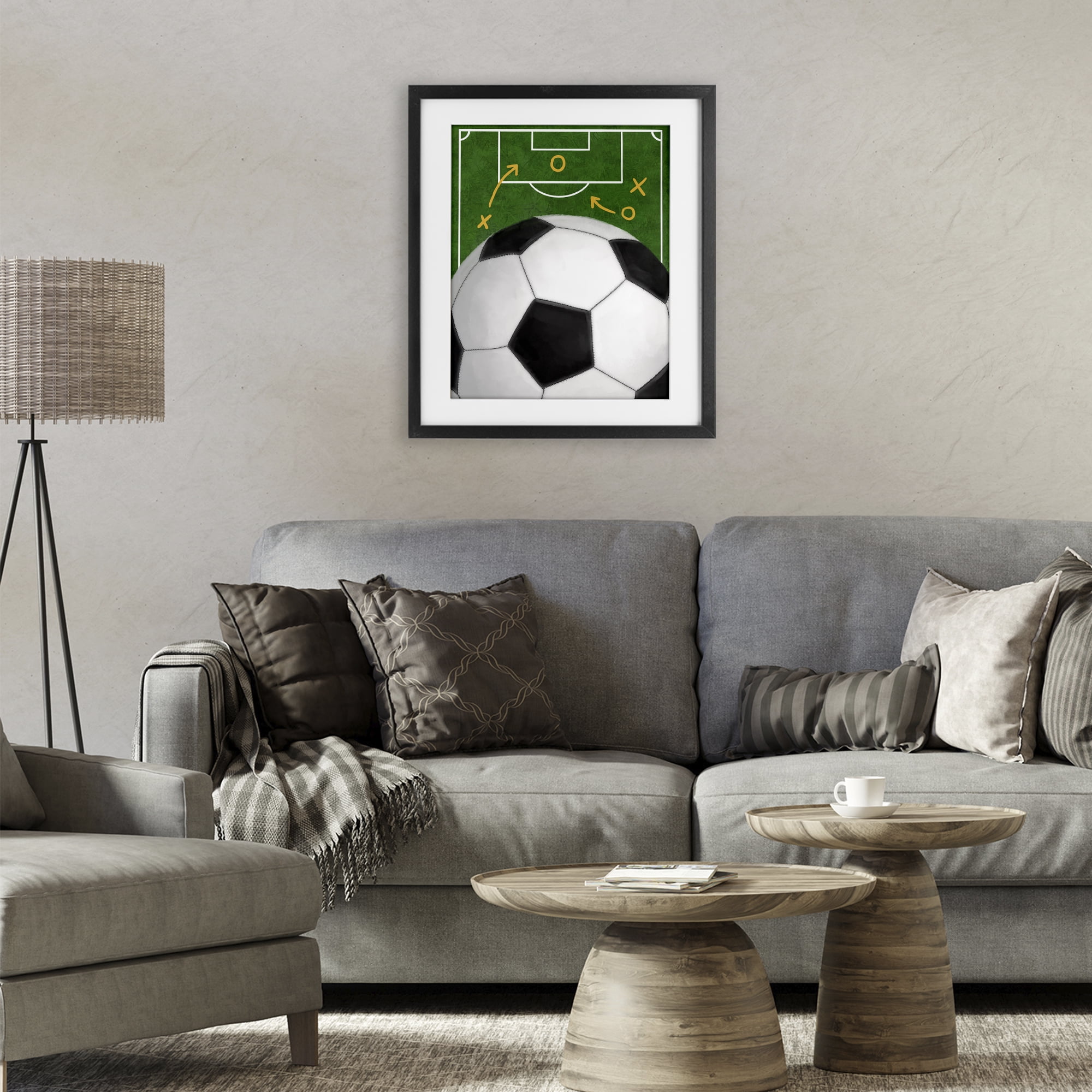 Stupell Industries Soccer Field & Ball Black Framed Print Under Glass, design by Jennifer Stith