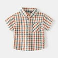 thumbnail image 5 of WOLLED 1-8T Baby Boys Plaid Button down Shirts Summer Short Sleeve Casual Shirts with Pocket for Kids Toddler, 5 of 11