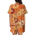 thumbnail image 6 of Fuzoiu Hippie Flower Print Women's Short-Sleeved Pajama Set,Lounge Sleepwear Set,Womens Pajama Sets 2 Piece,Button-Up Top and Shorts with Pockets-Large, 6 of 7