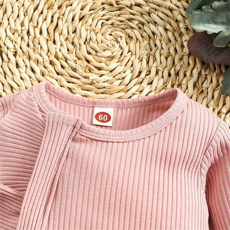 

LEEy-world Baby Girls Boys Solid Ruffle Autumn Long Sleeve Ribbed Romper Jumpsuit Toddler Boy Clothes Neutral