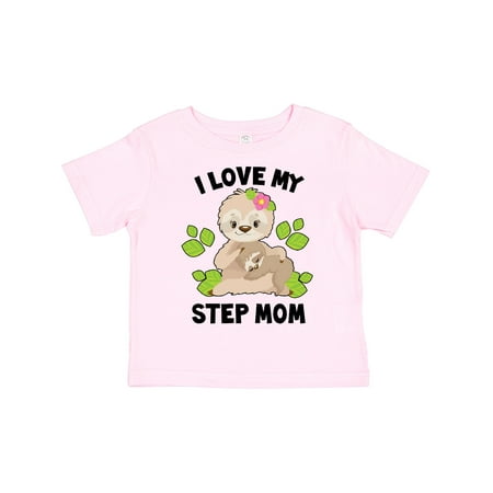 

Inktastic Cute Sloth I Love My Step Mom with Green Leaves Gift Toddler Boy or Toddler Girl T-Shirt