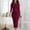 Wine, variant on Women's Long Sleeve Dress, Round Neck Bodycon Midi Dress, Soft Milk Silk Fabric for Casual and Daily Wear