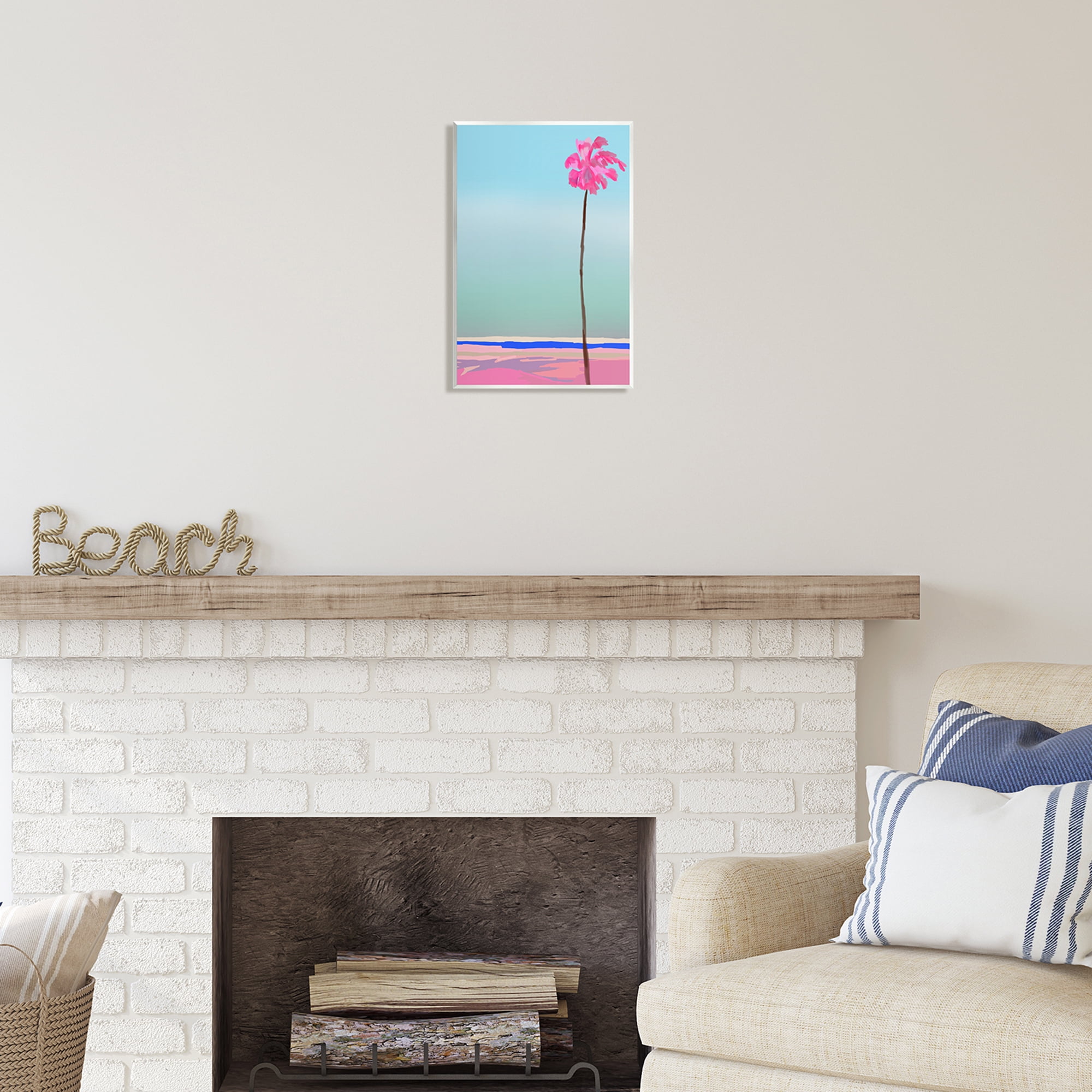 Stupell Industries Pink & Blue Beach Palm Nature Painting Unframed Art Print Wall Art, 10 x 15