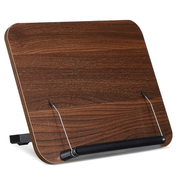Homoyoyo Elegant Walnut Book Holder Stand for Reading and Cooking, Adjustable and Versatile Wooden Bookstand
