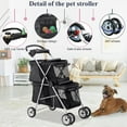 thumbnail image 4 of 4 Wheels Pet Stroller Dog Cat Stroller, Foldable 2 Cages Strollers Kitten Puppy Carriages w/Cup Holders Soft Pad for Small Medium Dogs Cats (Black), 4 of 10