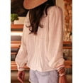 thumbnail image 5 of Women'S Western Shirts Long Sleeve Button Down Flower Embroidered Linen Shirt Summer Casual Blouse Top Cream White XXL, 5 of 6