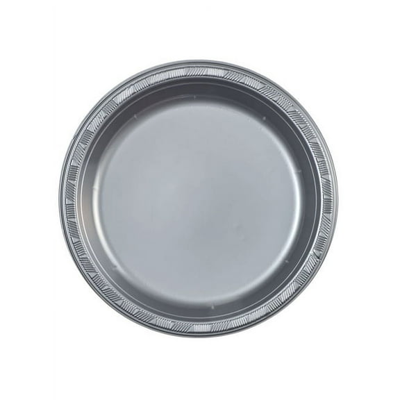 10" Silver Plastic Party Plates 50ct.