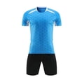 thumbnail image 1 of Odeerbi Conjunto de Uniformes de Entrenamiento de Fútbol de Malla Para Chicos Y Niñas Pantalones Cortos de Camiseta de Manga Corta En Cuadro Conjunto Atlético Seco Rápido Para 5-15 Años, 1 of 8