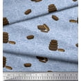 thumbnail image 2 of Soimoi Blue Cotton Voile Fabric Text & Cupcakes Food Print Fabric by the Yard 42 Inch Wide, 2 of 3