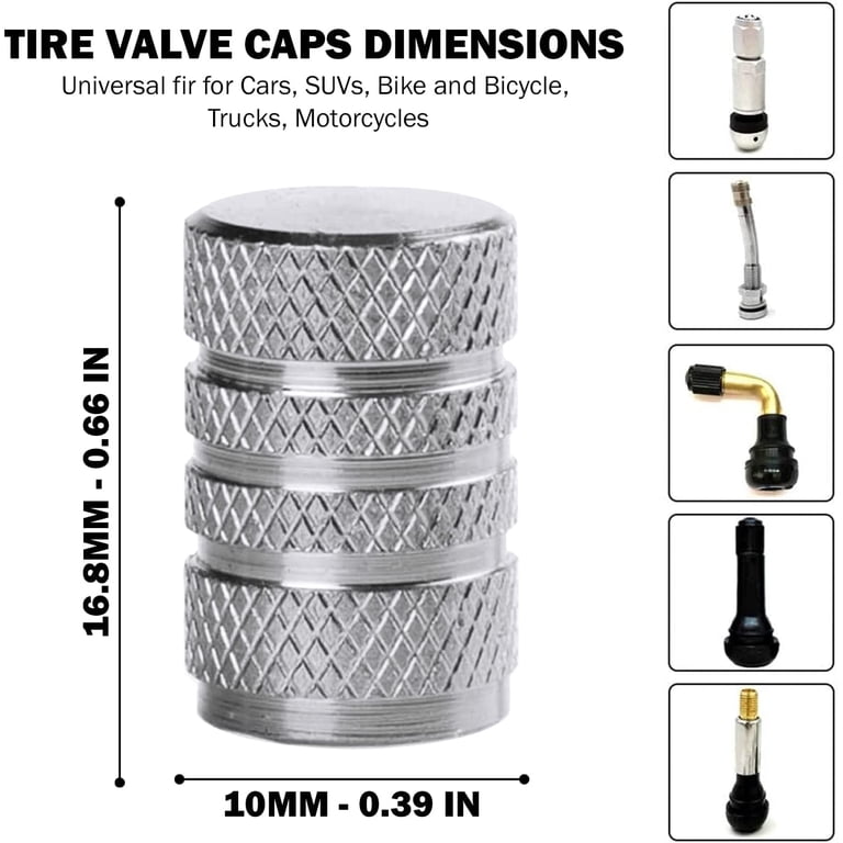 4-Pack Silver Aluminum Tire Valve Stem Caps – Chrome Dust Covers For Car Truck
