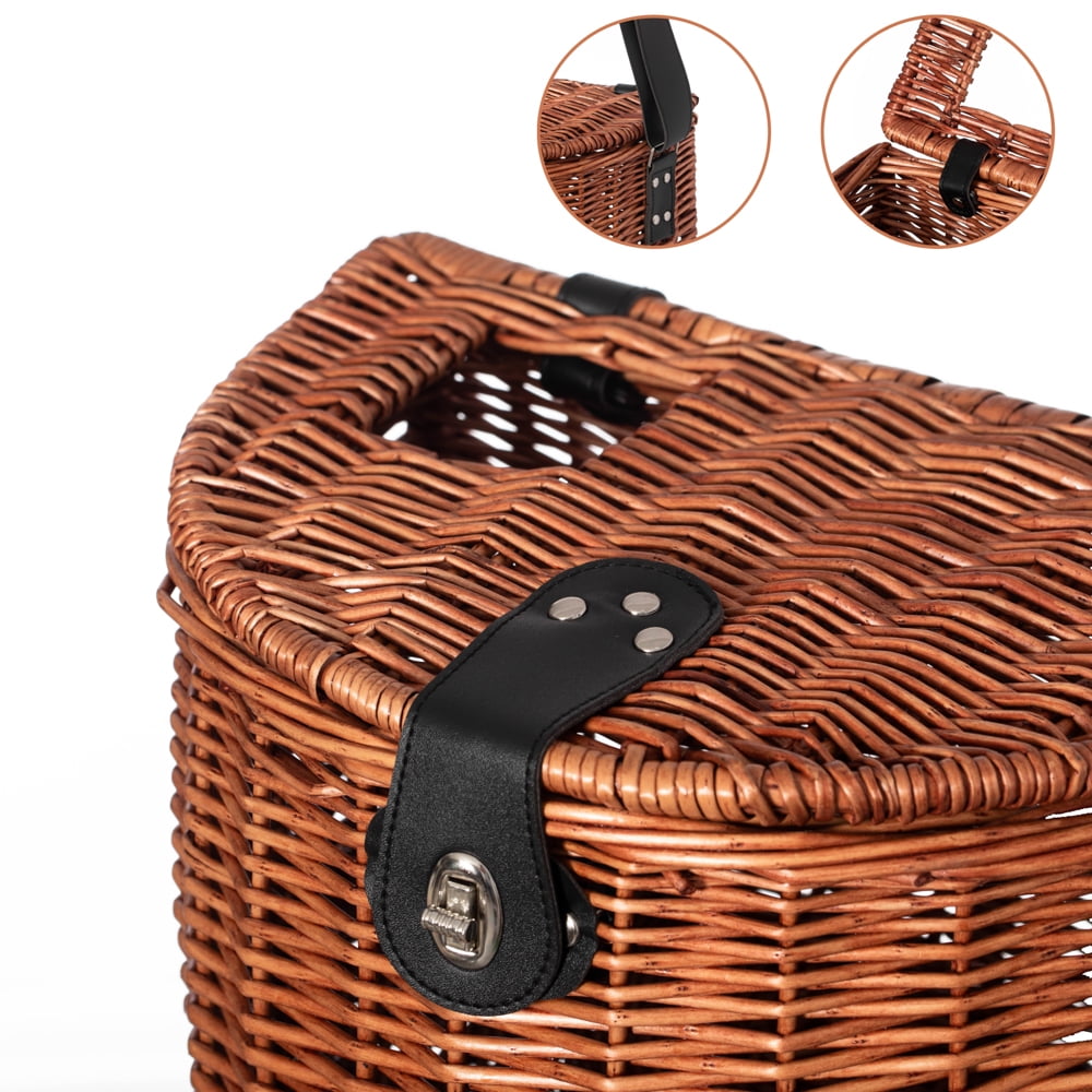 Wicker Fishing Creel with Faux Leather Shoulder Strap