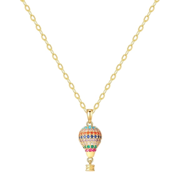 Starain Hot Air Balloon Necklaces for Women Colorful Cubic Zirconia Pendant Dainty Gold Necklace Personalized Jewelry