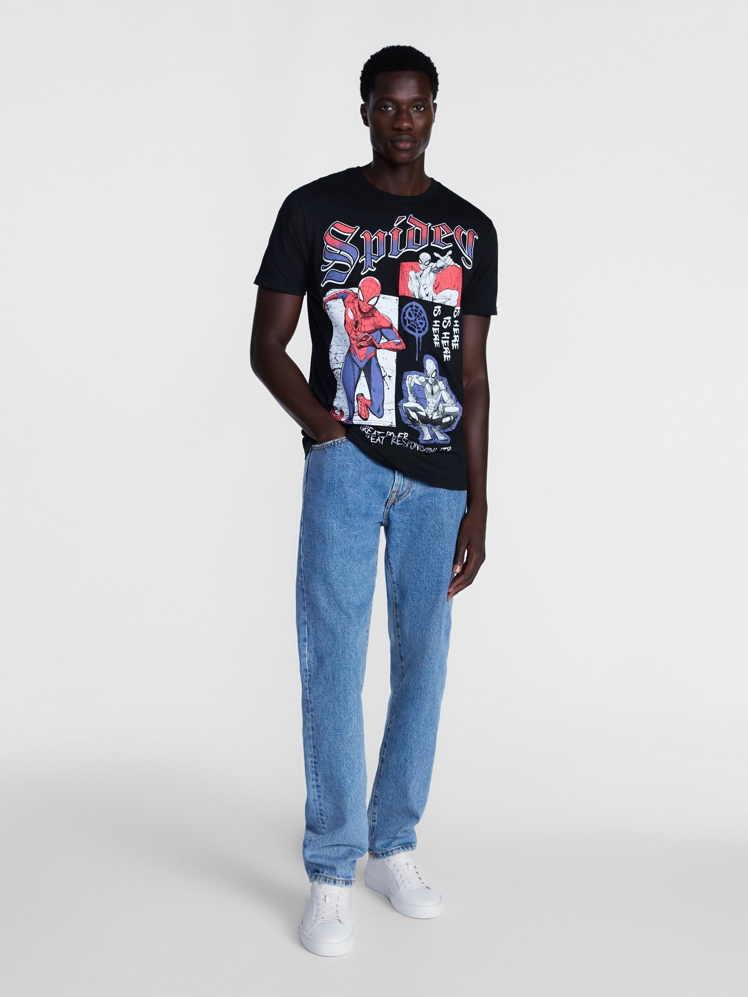 Spider-Man Men's and Big Men's Graphic Cotton Tee with Short Sleeves, Sizes S-3XL