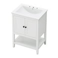 thumbnail image 4 of GVN Bathroom Storage Cabinet, Floor Cabinet,24" White Modern Sleek Bathroom Vanity Elegant Ceramic Sink with Solid Wood Frame Open Style Shelf, 4 of 13