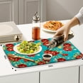thumbnail image 4 of Kitchen Countertop Dish Drying Mat,Fast Absorbent Drying Mat,Non-slip and Quick Dry Coffee Mat,Coffee bar Accessories Fit Under Coffee Maker Espresso Machine(Blue Pioneer Flower ,16"x24"), 4 of 6