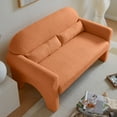 thumbnail image 3 of 2-Seater Modern Boucle Loveseat with Solid Wood Frame,Leisure Sofa Chair with Lumbar Pillows,Cozy Armchair for Living room, Orange, 3 of 8