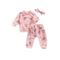 thumbnail image 2 of Bagilaanoe 3pcs Newborn Baby Girl Long Pants Set Floral Print Long Sleeve Pullover Tops + Trousers + Headwear 6M 12M 18M 24M Infant Casual Outfits, 2 of 7