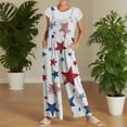 thumbnail image 3 of Iaqnaocc 4th Of July Outfits for Women American Flag Stars Womens Jumpsuit Red White and Blue Sleeveless Wide Leg Summer Adjustable Strap Plus Size Jumpsuits Overalls Red L, 3 of 6