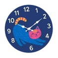 thumbnail image 4 of Reloj de pared de , reloj colgante de madera, silencioso, con números arábigos, sin , decoración de pared para bar, aula, sala de fiestas, Gato azul, 4 of 8