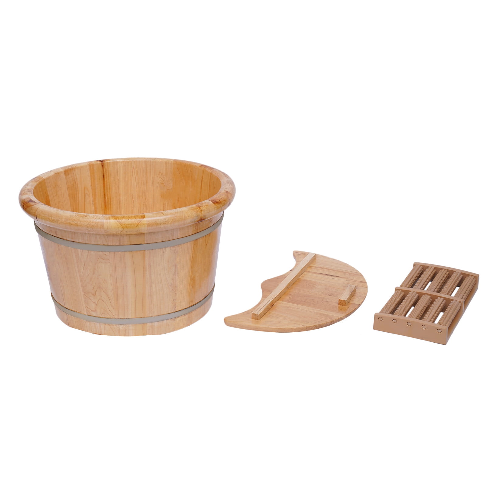 TFCFL Cedar Wood Foot Basin Wooden Bucket Foot Bath Massage Plus Cover Plate Massager