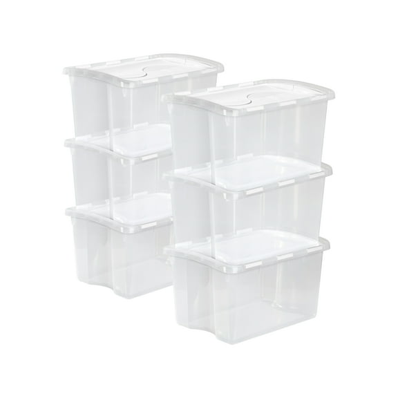 Sterilite 48 Qt Plastic Storage Bin w/Hinged Lid & Handles, Clear (6 Pack)
