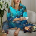 thumbnail image 6 of Lsque Underwater Fish Turtle Pattern Long Sleeve Pajama Set for Women - Soft 2-Piece Sleepwear and Loungewear Set with Pockets, Comfy Nightwear-Large, 6 of 7
