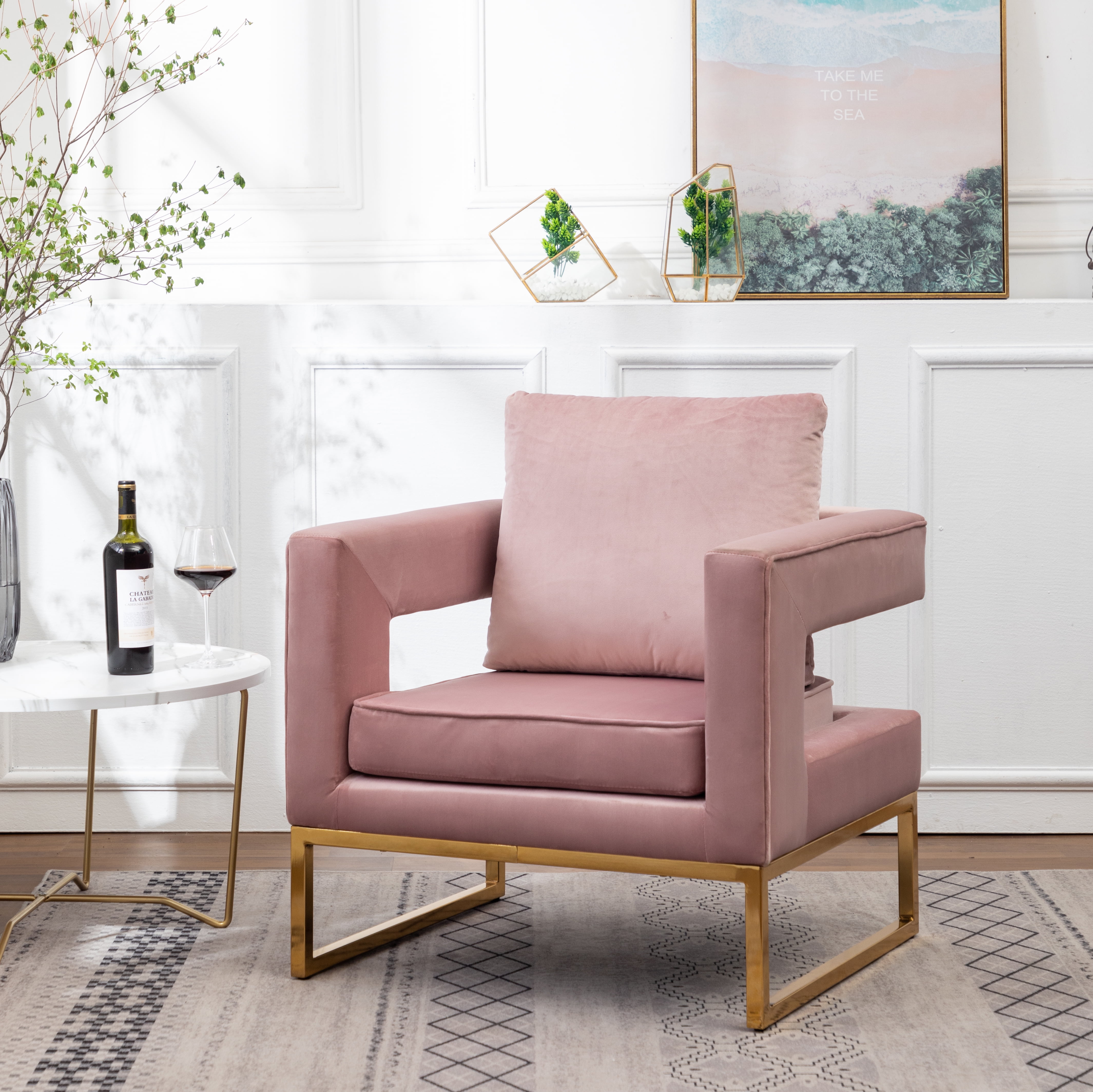 Roundhill Furniture Lenola Contemporary Upholstered Accent Arm Chair ...