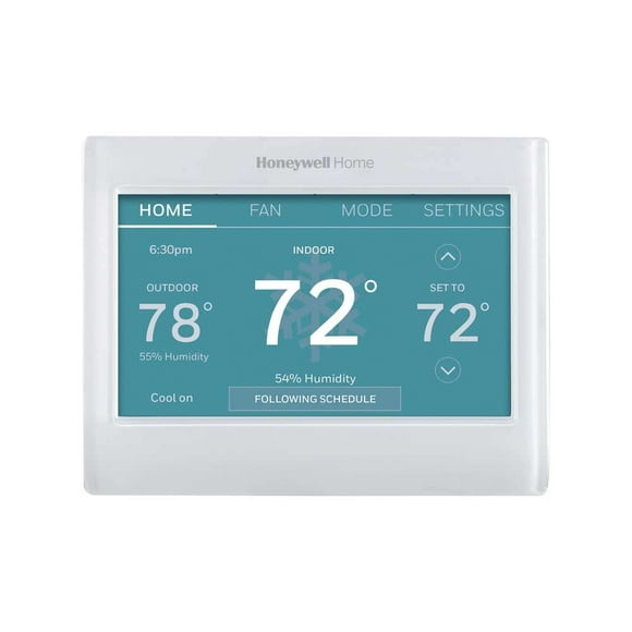 Honeywell Home RTH9600WF Thermostat Couleur Intelligent Énergie Étoile Wi-Fi Écran Tactile Programmable Alexa Prêt - C-Wire Requis, Blanc