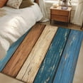 thumbnail image 4 of 3'x5' Rug for Living Room Bedroom, Farmhouse Navy Blue Brown Washable Area Rugs Non-Slip Carpet Mats, Vintage Wooden Striped Indoor Low Pile Area Rug Runner for Kitchen, Mudroom, 4 of 8