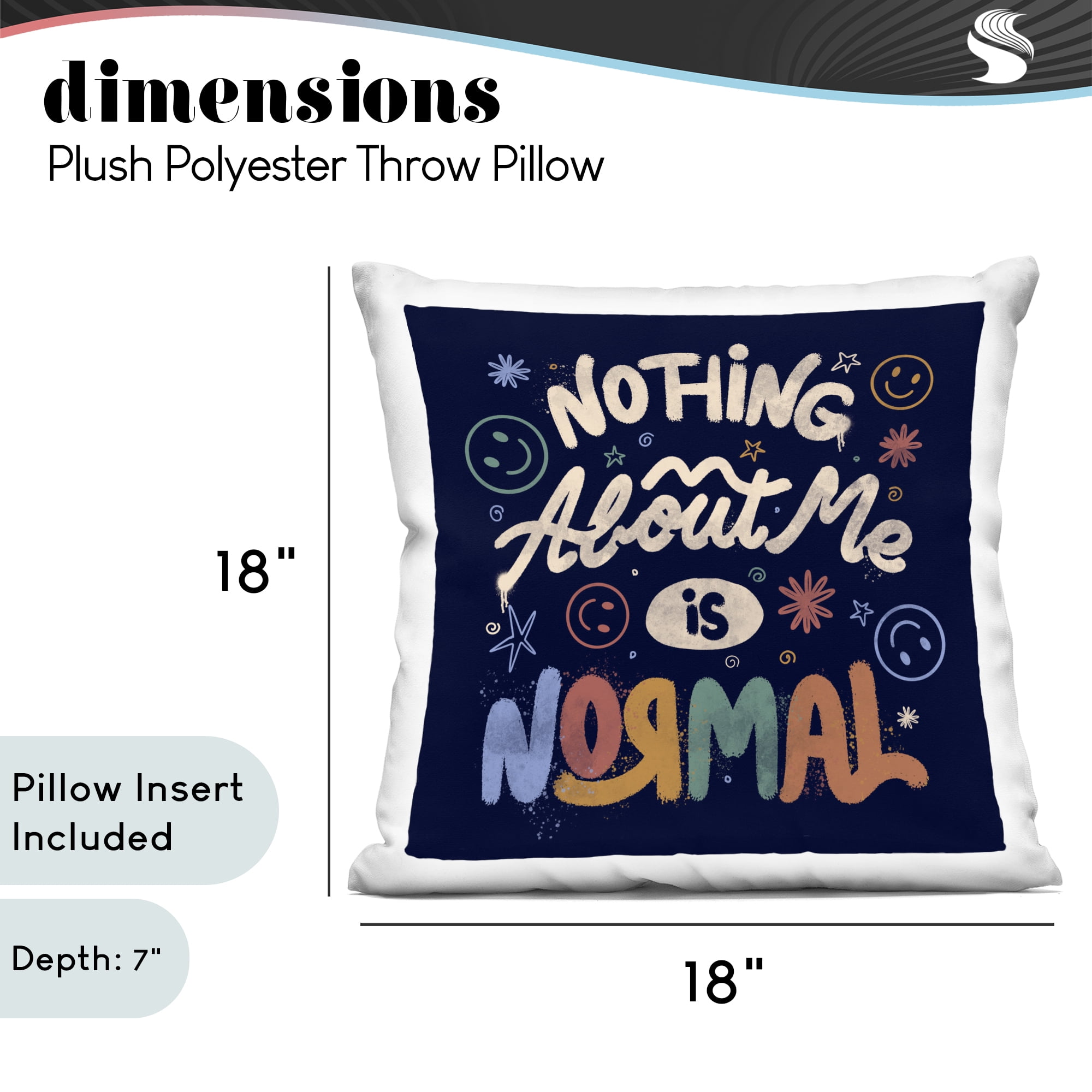 Stupell Industries Nothing About Me Is Normal Decorative Printed Throw Pillow, design by EduEly Designs, 18 x 7 x 18