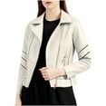 thumbnail image 2 of Chaquetas y abrigos de piel sintética de manga larga sin capucha Chaqueta de piel fina de moda para mujer Abrigo corto Chaqueta de primavera y otoño Chaqueta de piel con capucha de manga larga Tops de, 2 of 9