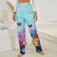 thumbnail image 3 of Colorful Floral Heart Garden Winter Female Pants Flannel High Waist Women Pants Lady Warm Straight Leg Plush Trousers, 3 of 7