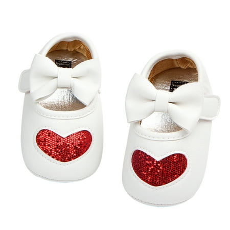 

Tregren Baby Girls Mary Jane Flats Non-Slip Sequin Heart Princess Dress Shoes Infant Crib Shoes