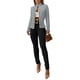 thumbnail image 3 of Cárdigan de Punto con Estampado de Rombos para Mujer, Abrigo Corto Ligero, Cuello Alto, Larga, Botones Metálicos, Chaqueta de Otoño Gris L, 3 of 7