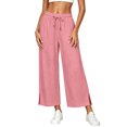 thumbnail image 7 of Luvrsol Flowy Pants for Women Plus Size Wide Leg High Waist Breathable Casual Slacks with Side Pockets S-2XL, 7 of 7