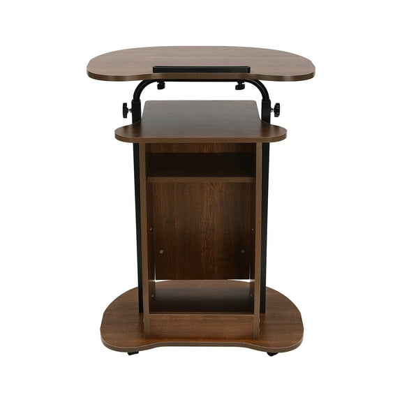 Wildnix Height Adjustable Multi-Purpose Rolling Podium Stand with Pen Slot, Anti-Slip Bar, and Wire Clip for Easy Presentations and Study