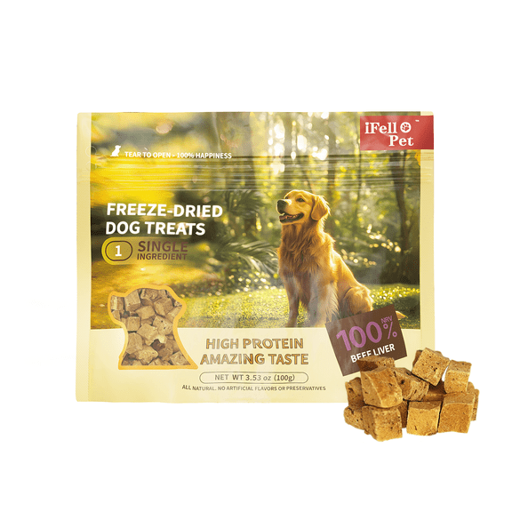 Freeze-Dried Beef Liver Dog Treats, Organic Freeze-Dried Beef Liver Dog Treats, Single-Ingredient All-Natural, Ideal for Training, Rewards, and Daily Health Management.