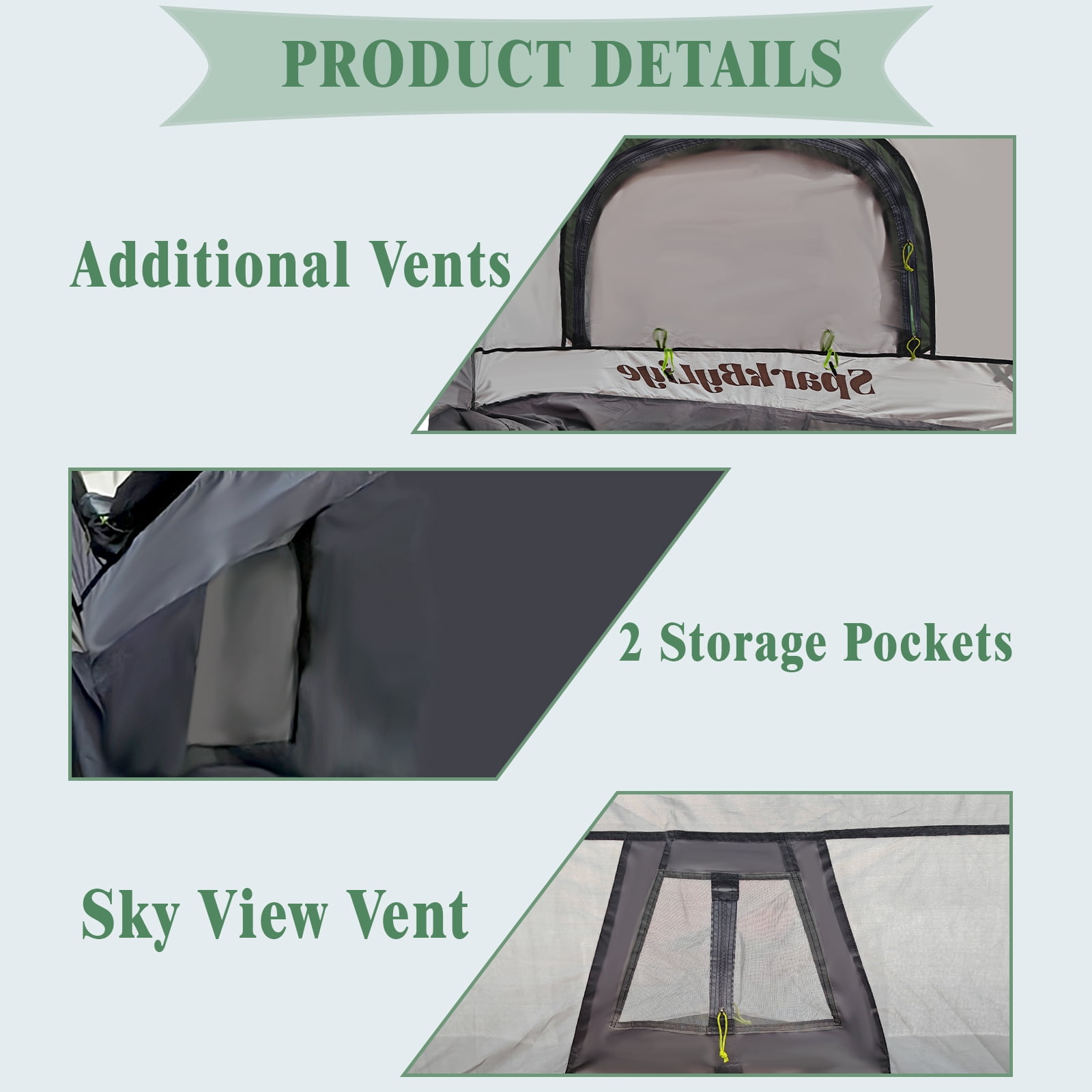 5.5-6.0 Ft Pickup Truck Bed Tent | 210D PU2000 Waterproof, 2-Person UV50+ All-Weather Camping Tent (Gray-Green)