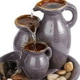 thumbnail image 4 of Triple Jug 8 1/4" High Small Zen Modern Indoor Outdoor Decor Ceramic Tabletop Fountain Outside Garden Patio, 4 of 6
