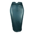 thumbnail image 4 of Fgnfyis Women's Leather Bodycon Skirt High Waist Slim Solid Knee Length Skirt Sophisticated Blue M, 4 of 4