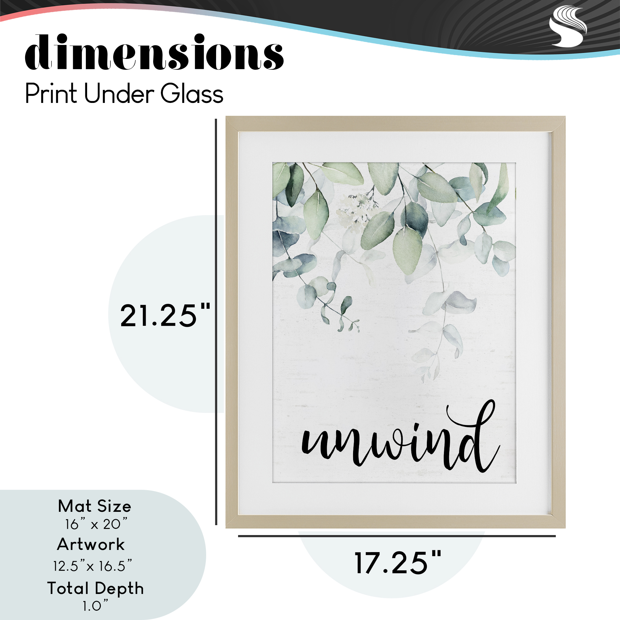 Unwind Leafy Herbs Birch Framed Print Under Glass, design by Lettered and Lined