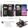 thumbnail image 6 of Wallet Case Compatible with Samsung Galaxy S10, Multifunctional Magnetic Closure Folio Case, [RFID Blocking] Durable PU Leather Flip Lanyard Strap Wristlet Zipper Card Holder Phone Case, Black, 6 of 10