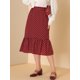 thumbnail image 2 of Allegra K Falda a media pierna con cintura elástica y lunares para mujer Vino rojo M Unique Bargains Falda, 2 of 6