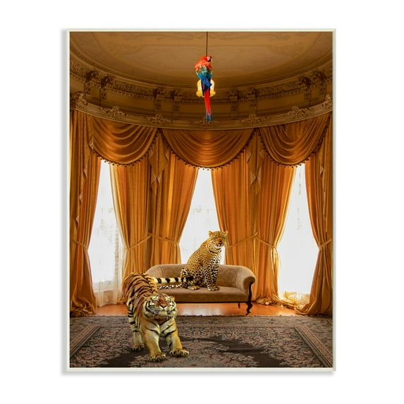 Stupell Industries Jungle Animals Relaxing in Classical Architectural Interior Graphic Art Unframed Art Print Wall Art, 13x19, by Ziwei Li