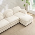 thumbnail image 5 of FFZ Teddy Fabric Cloud 3-Seat Sofa Curved Backrest Lumbar Pillows Modular Supportive Beige White For Living Room, 5 of 12