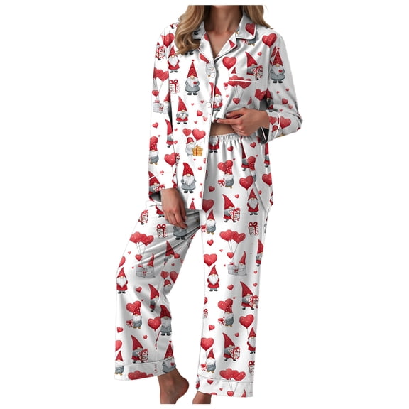 vigerkar Womens Button Down Pajama Sets Soft Pajamas for Women 2 Piece Long Sleeve Cute Pjs Comfy Soft Lounge Set (Watermelon Red, XXL)