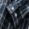 thumbnail image 6 of USNSM Men's Flannel Shirt Casual Business Plaid Loose Shirt Turndown Collar Button up Long Sleeve Tops with Chest Pocket Navy 4XL, 6 of 7