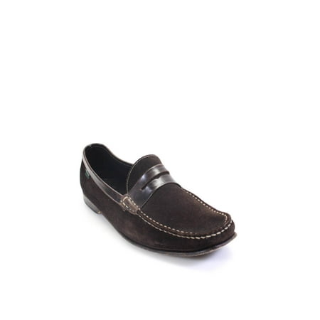 

Pre-owned|Paraboot Mens Leather Slide On Round Apron Toe Dark Mocha Brown Loafers Size 9.5
