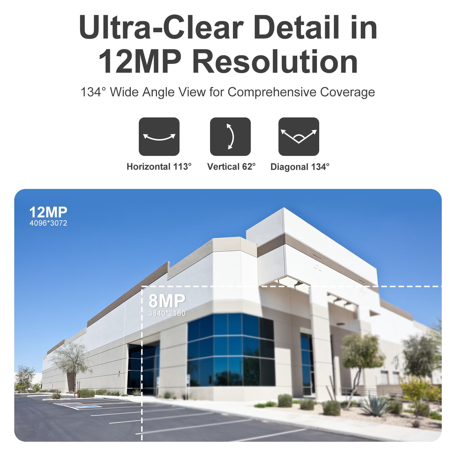 Anpviz 12MP PoE IP Camera Outdoor, 4096x3072@10fps, 134° Wide Angle(4:3), Color Night Vision, Human Vehicle Detection, Turret Metal Wired Security Camera with Audio, 2.8mm Lens, IP67, IPC-D3012WD-SL