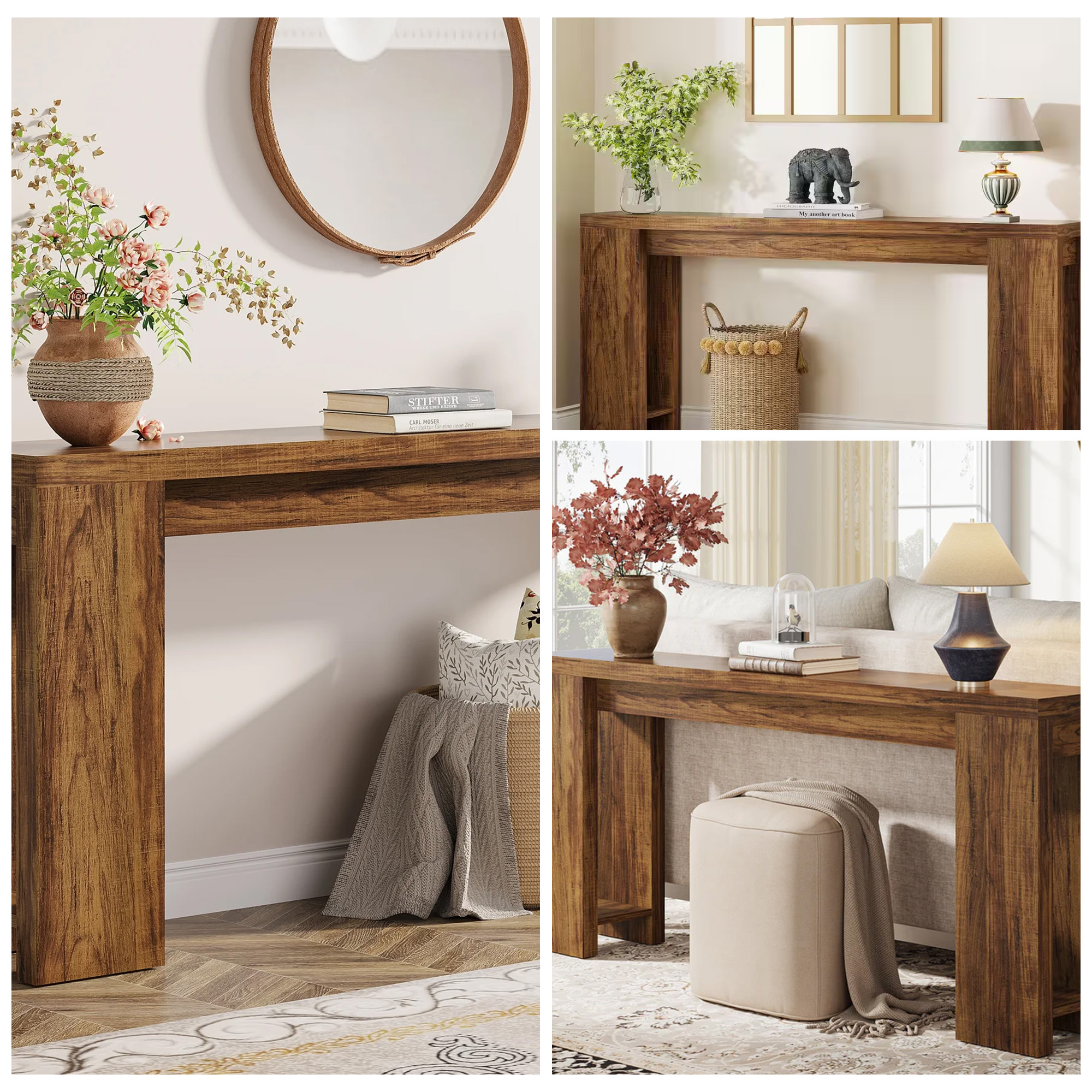 MAYEERTY Heavy-Duty Solid Wood Table with Ample Storage, Functional Stylish Design